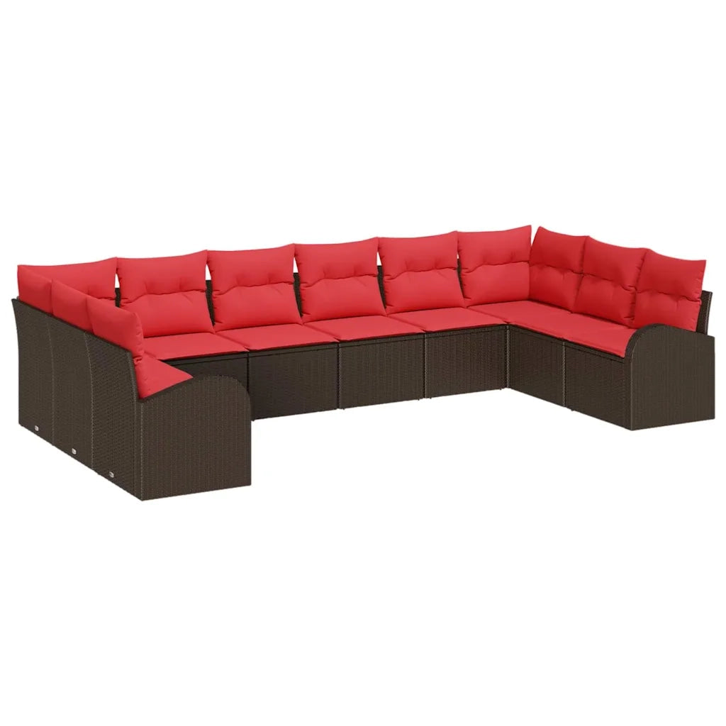 Set di divani con cuscino 10 pcs Marrone polyrattan 3346224