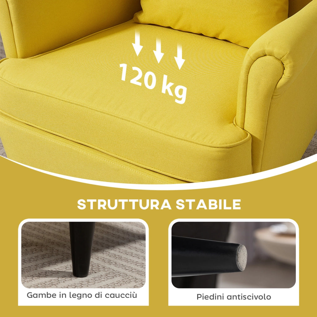 Poltrona Reclinabile con Poggiapiedi ¨C Zephmum ¨C Tessuto Giallo 75x83x104