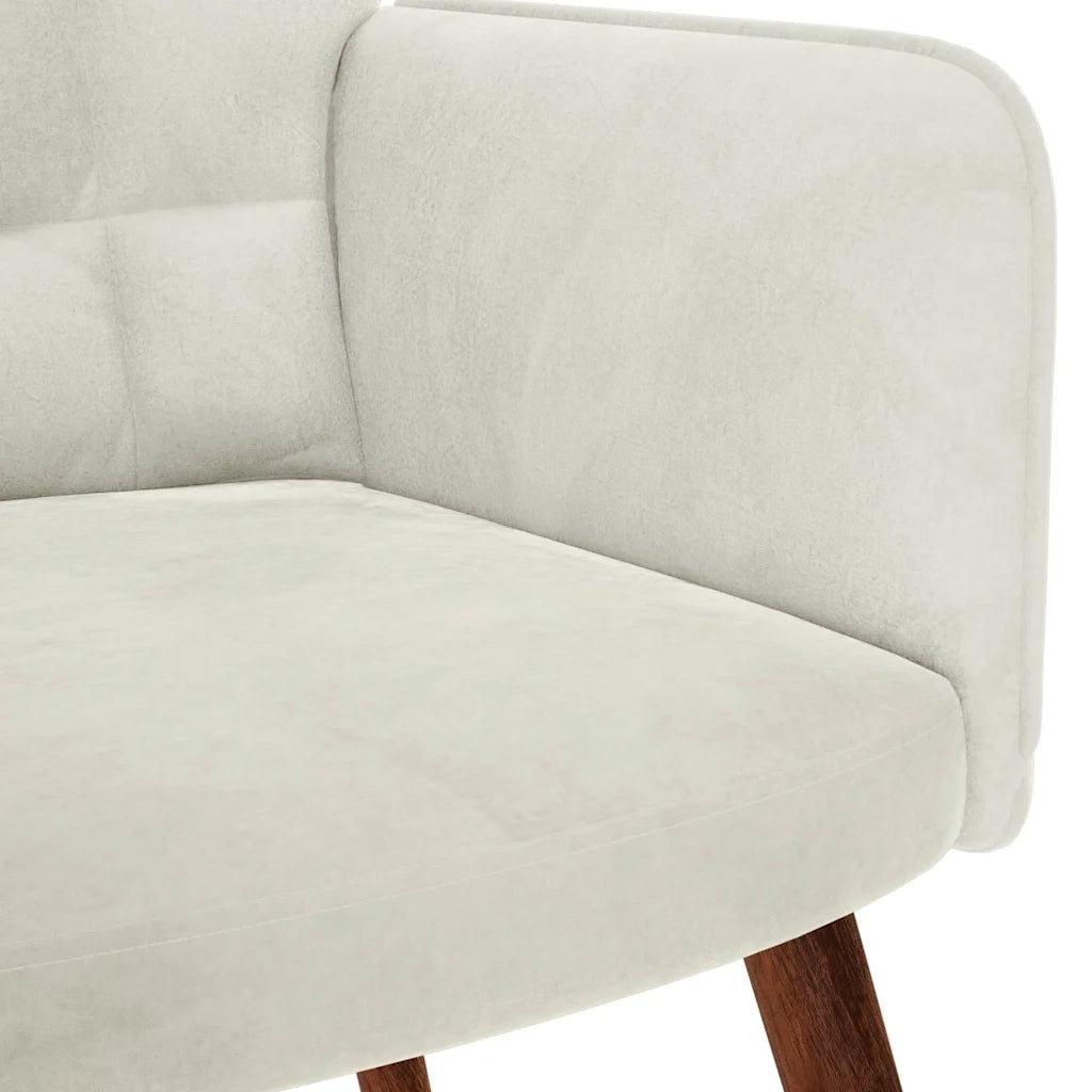 Poltrona Relax | Sedia Relax con Sgabello in Velluto Crema