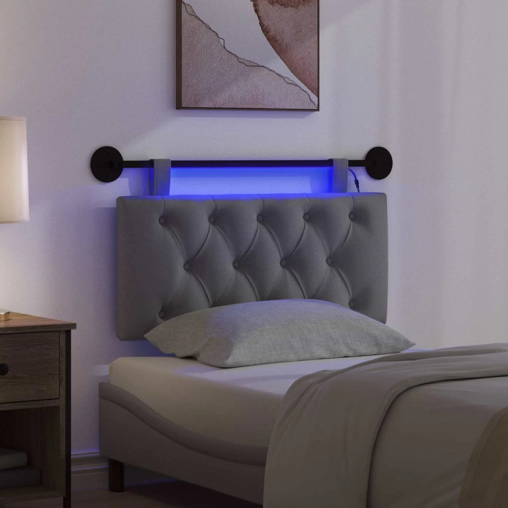 Testiera sospesa Con luce LED Grigio Scuro Tessuto 3424514