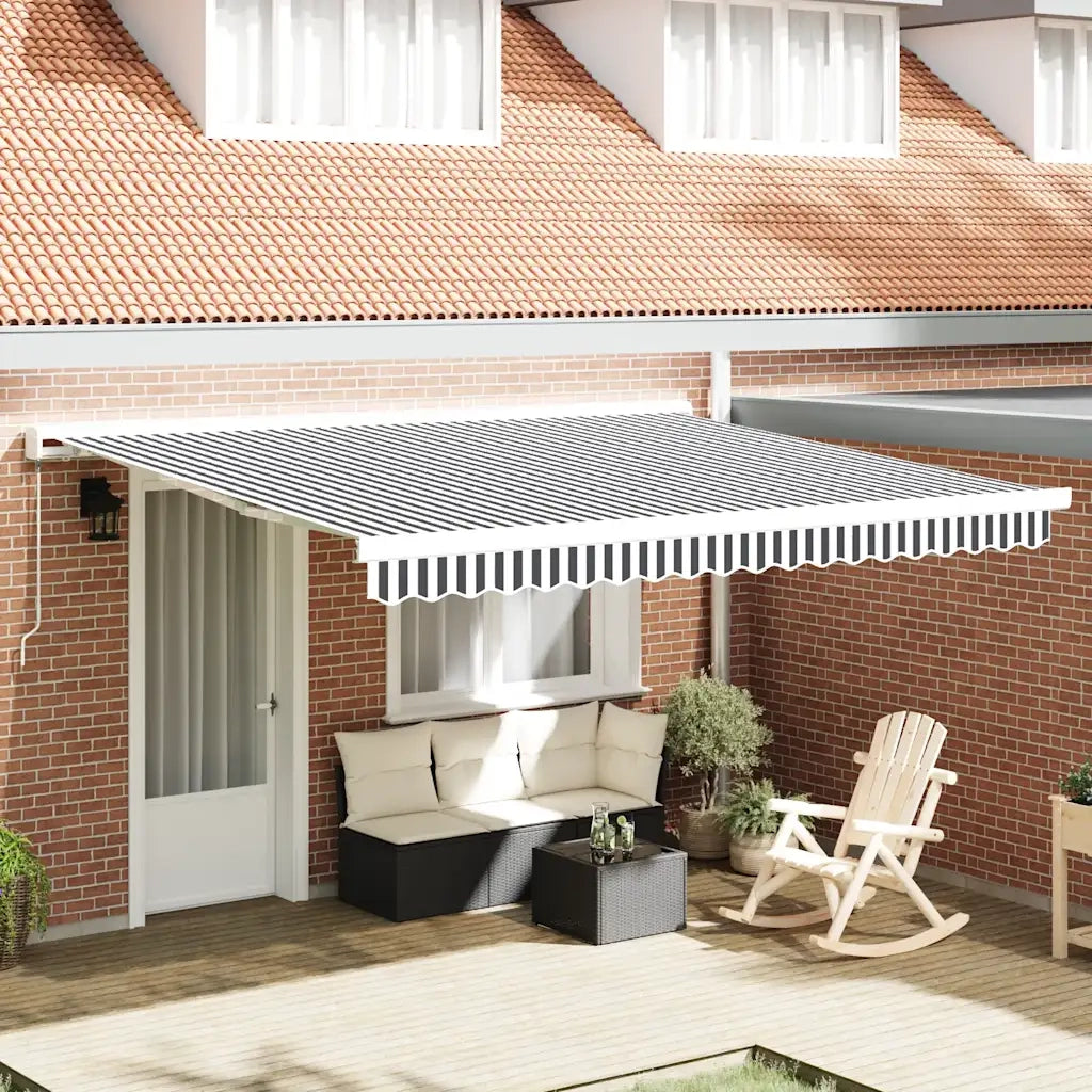 Tenda Retrattile Antracite e Bianca 4x3 m Tessuto e Alluminio 3216125