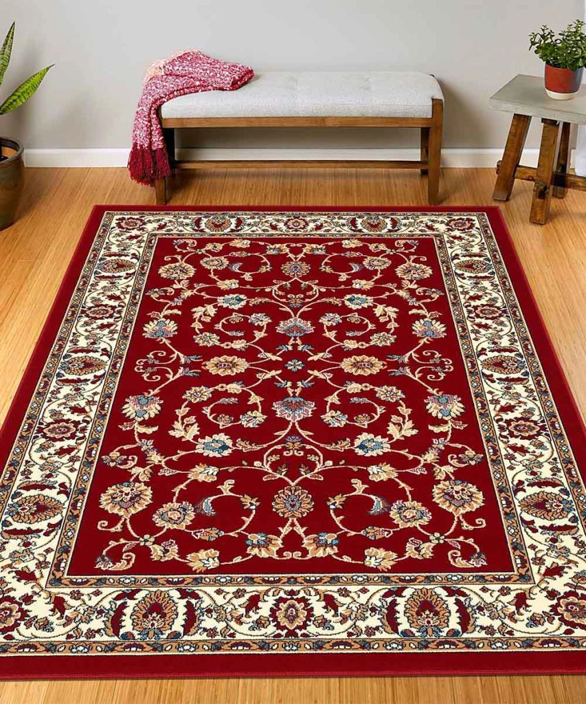 Tappeto P2079 rosso cm.140x200 motivo classico orientale persiano, economico resistente facile da pulire