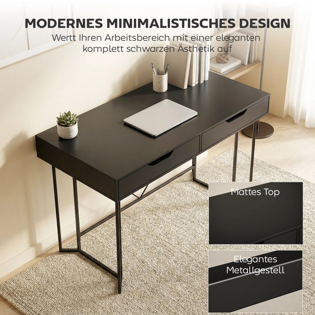 Scrivania con 2 cassetti ¨C Xylo ¨C legno nero 120x60x77cm
