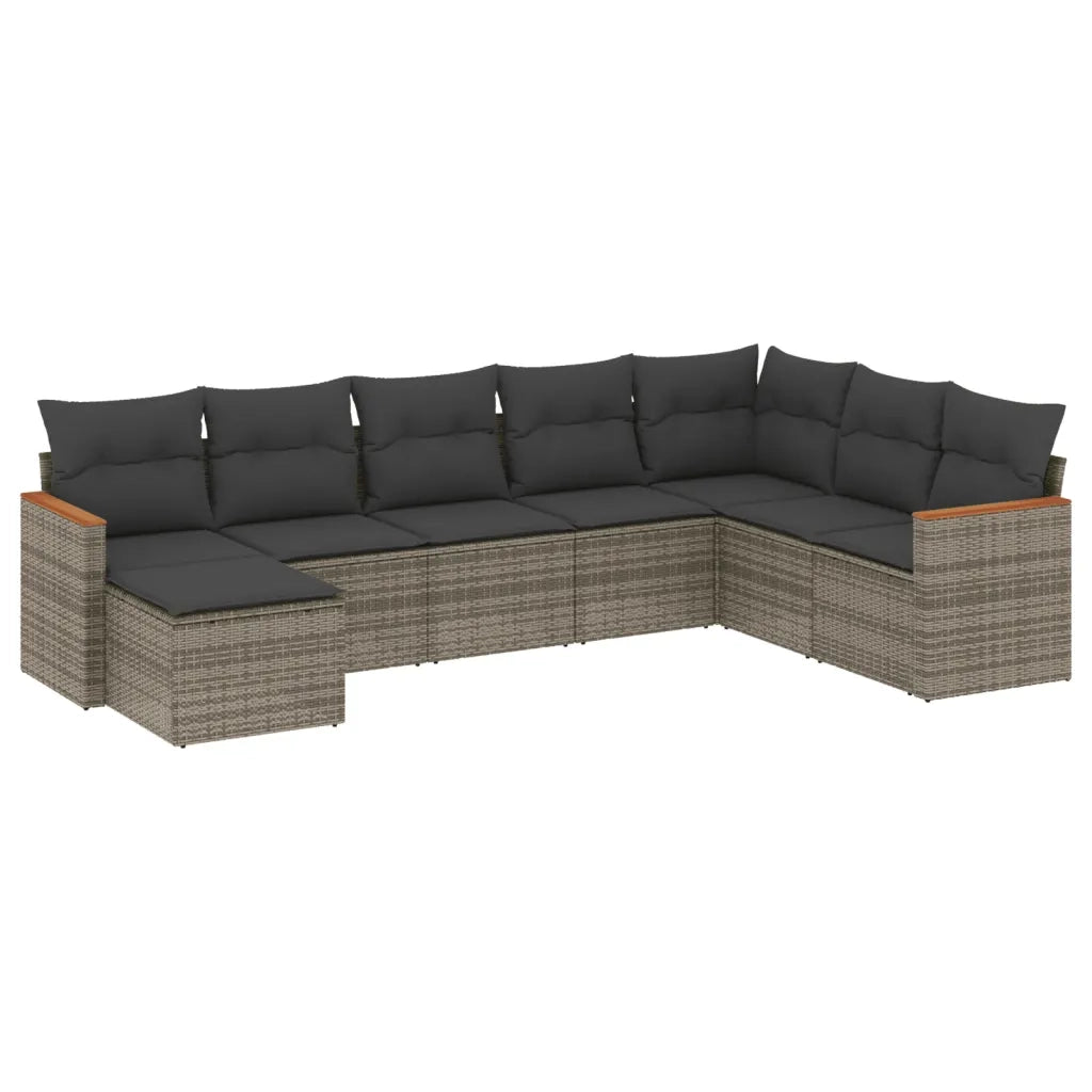 Set Divano da Giardino 8 pz con Cuscini Grigio in Polyrattan 3258651