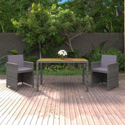Set da Pranzo da Giardino 3 pz con Cuscini Polyrattan Grigio 3095500