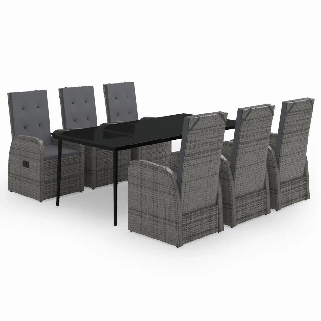 Set da Pranzo da Giardino 7 pz con Cuscini Grigio 3099489