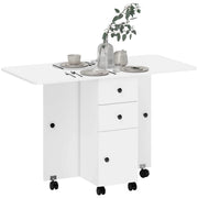 Tavolo da pranzo pieghevole con 2 cassetti e 1 ripiano ¨C Minimal ¨C bianco