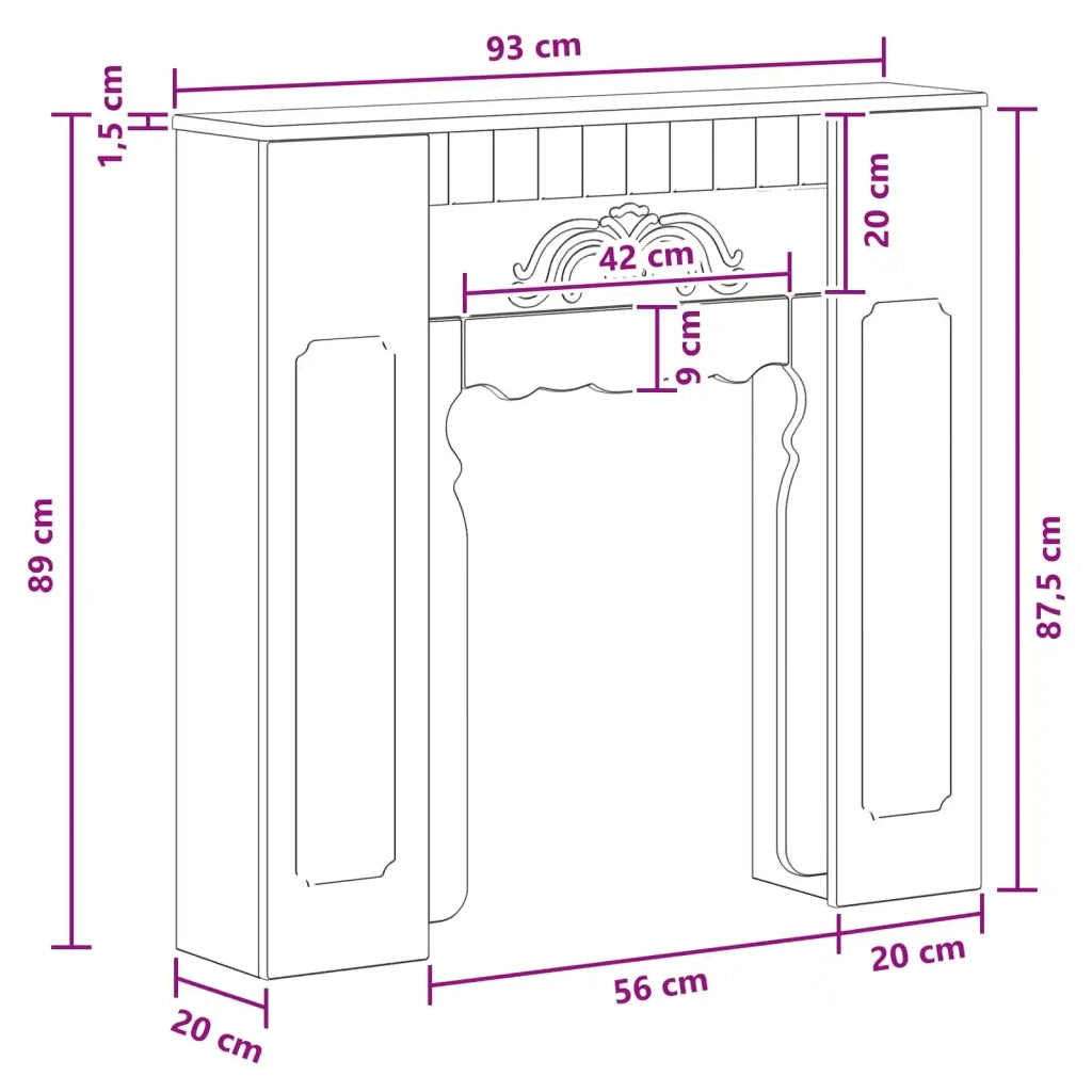 Cornice per camino Nero 93 x 20 x 89 cm Legno ingegnerizzato 8006625
