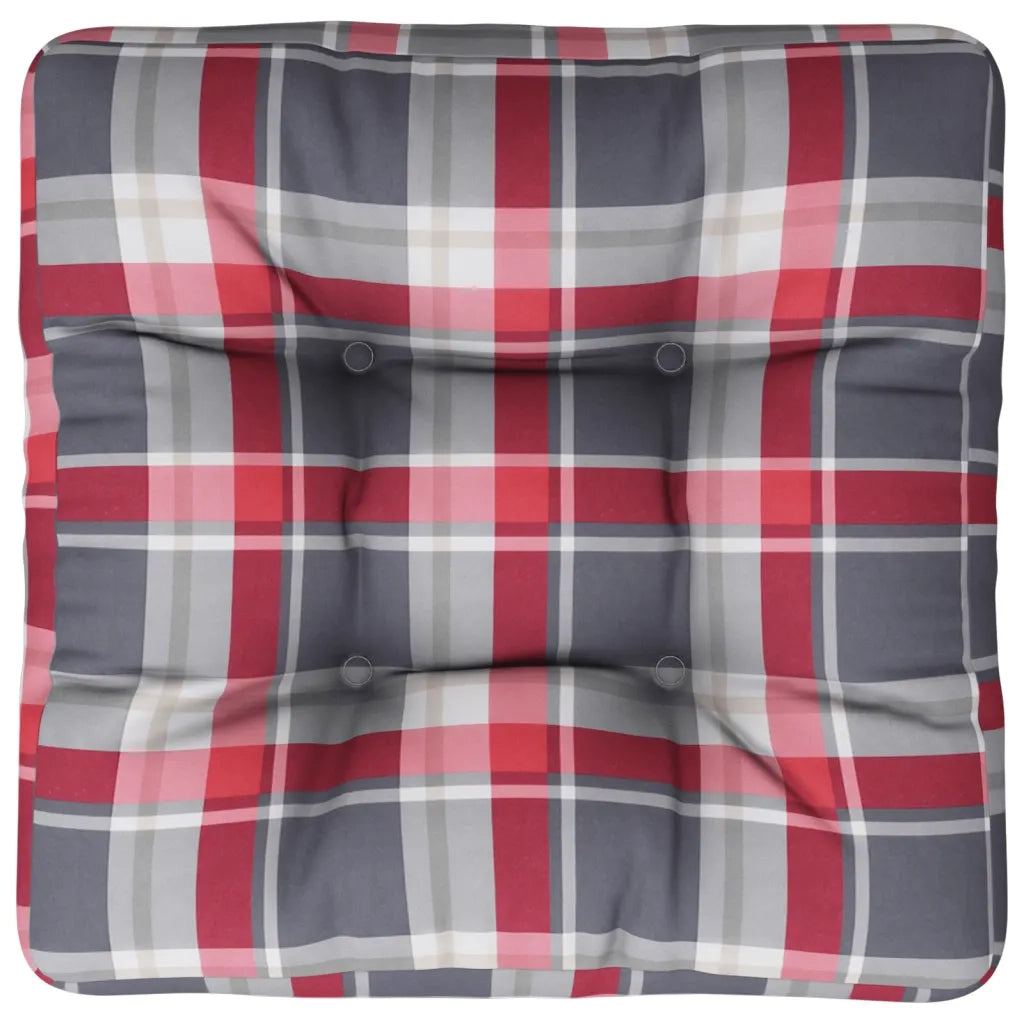 Cuscino per Pallet a Quadri Rosso 58x58x10 cm in Tessuto 360913