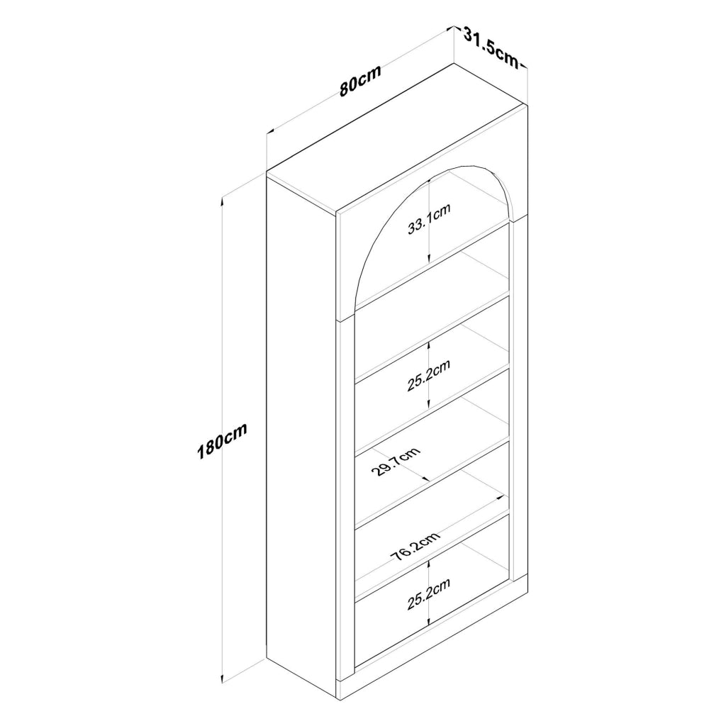 Biblioteca Vas, Libreria 5 Ripiani, 80x32x180h cm Bianco