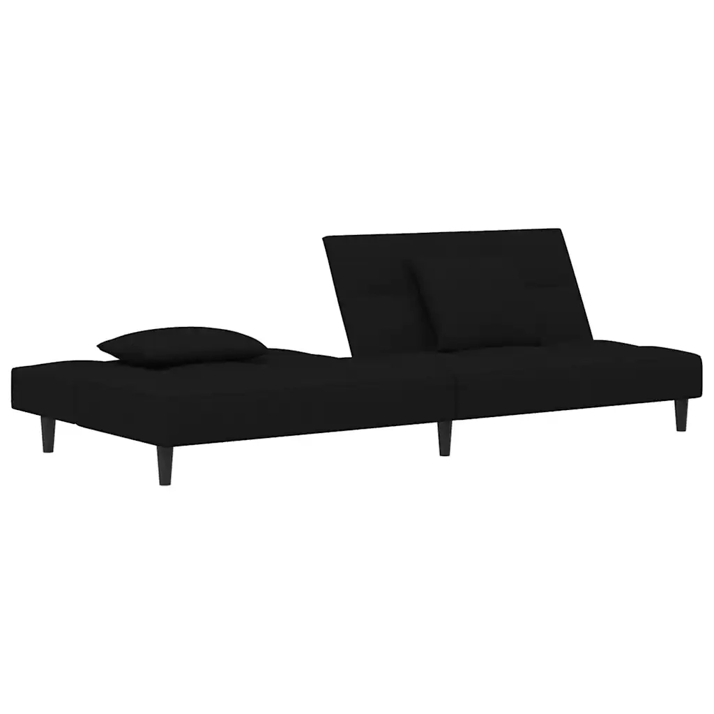 Divano Letto a 2 Posti con 2 Cuscini-Sofa Letto 2 Posti-Daybed Nero in Velluto 204020