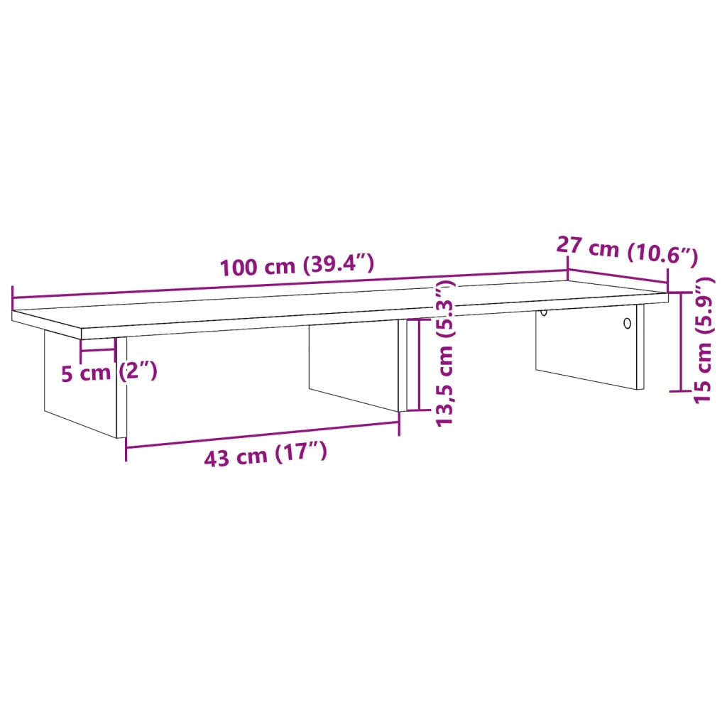 Supporto per Monitor Grigio Sonoma 100x27x15 cm in Truciolato 854711