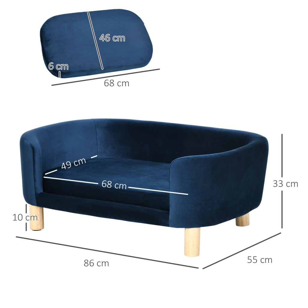 Divano per cani piccoli ¨C Minimal ¨C 86x55x33 cm blu legno lavabile