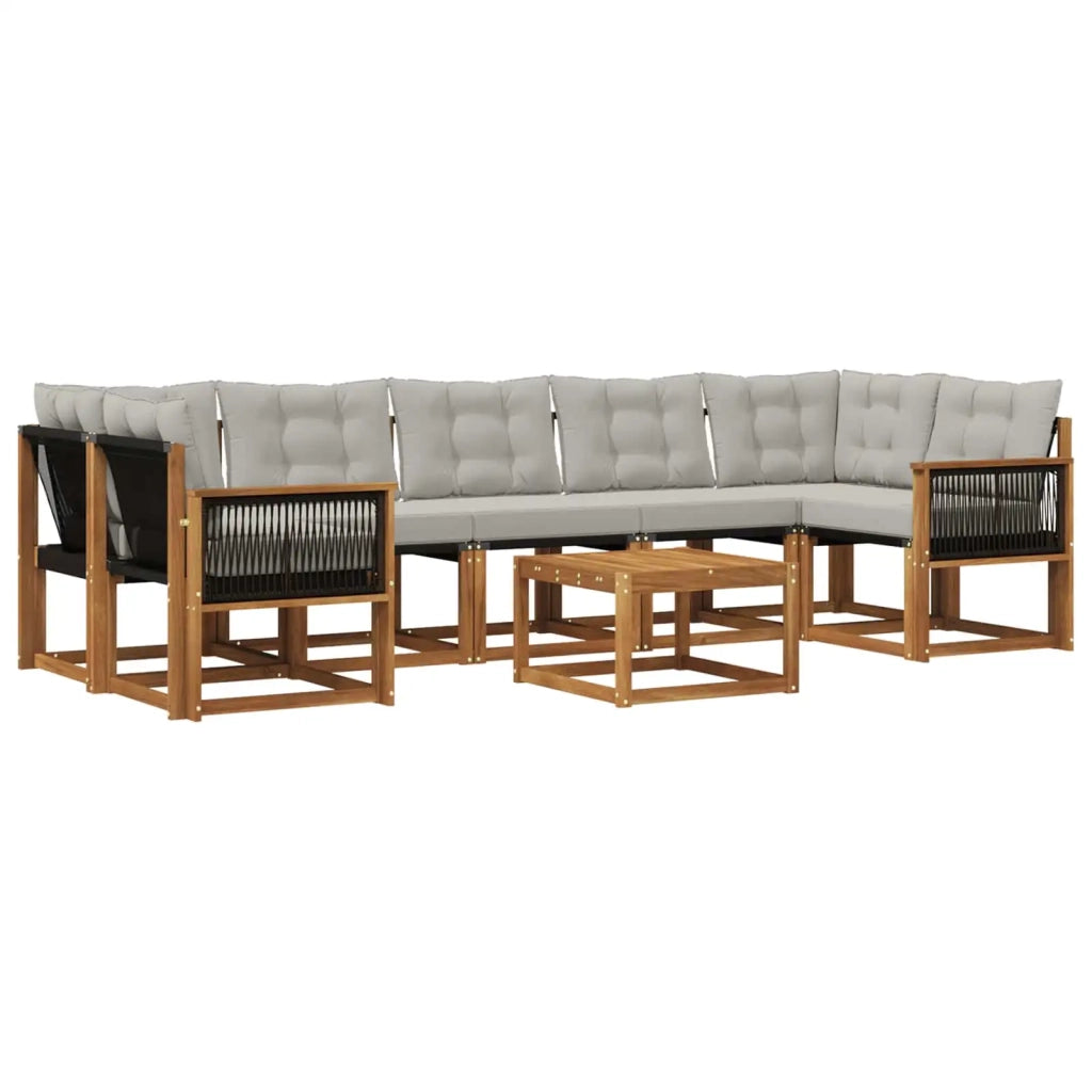 Set di divani da esterno 8 pcs Naturale e Grigio Chiaro 3381839