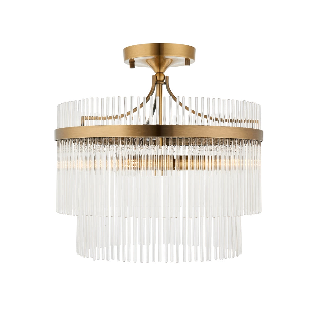 Plafoniera Art Déco rotonda ottone antico 3xE14 Endon