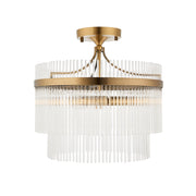Plafoniera Art Déco rotonda ottone antico 3xE14 Endon