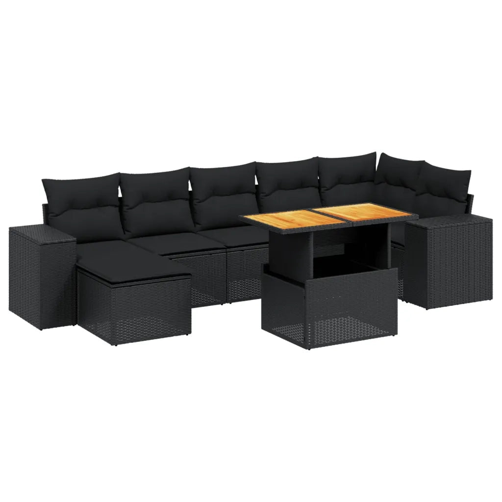 Set Divani da Giardino con Cuscini 8 pz Nero in Polyrattan 3272742