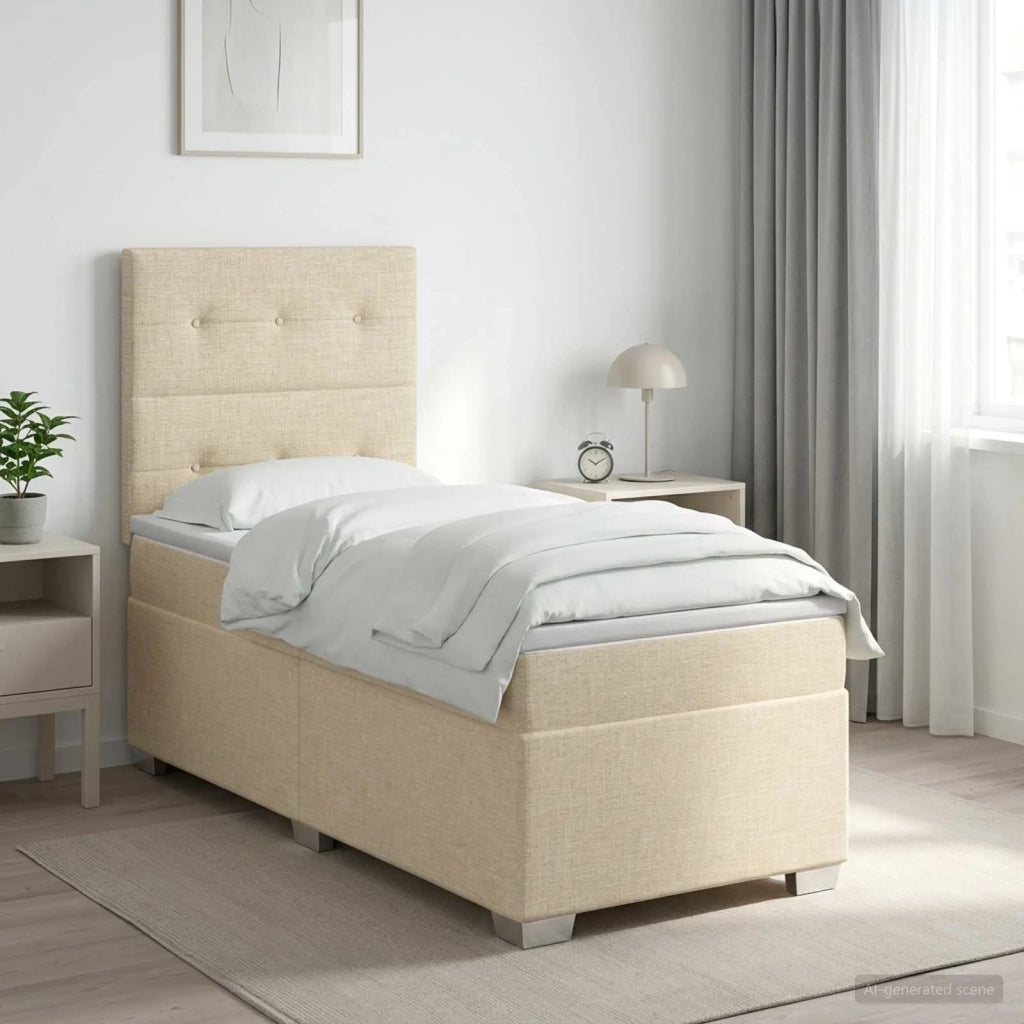 Letto box spring con materasso Crema 80 x 200 cm Tessuto 3453281