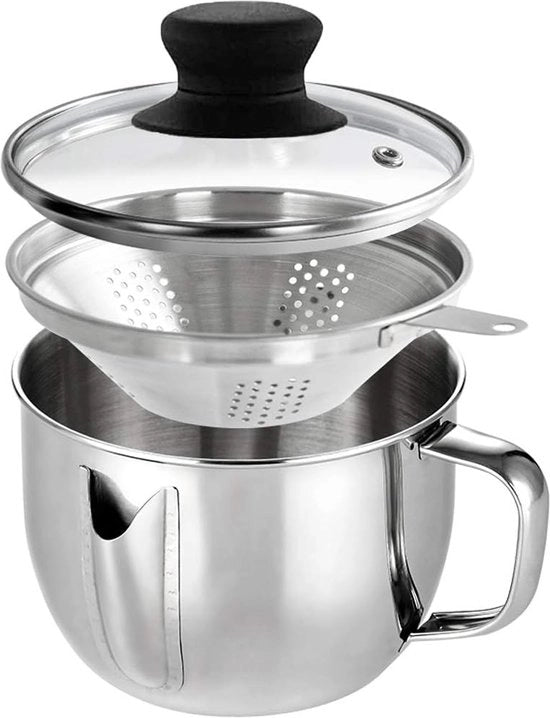 Vetafscheider in acciaio inossidabile, con setola e coperchio, per ristoranti e cucine, riduzione di grasso, 1000 ml