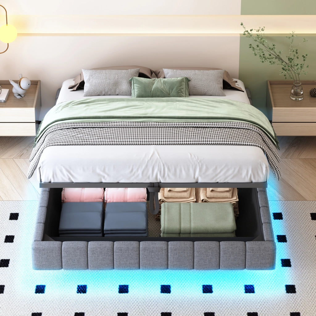 letto imbottito lino grigio 160 x 200 cm