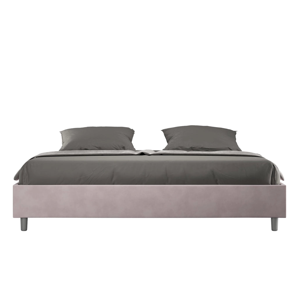 BS COM Letto matrimoniale king size con rete imbottito 190x200 microfibra glicine