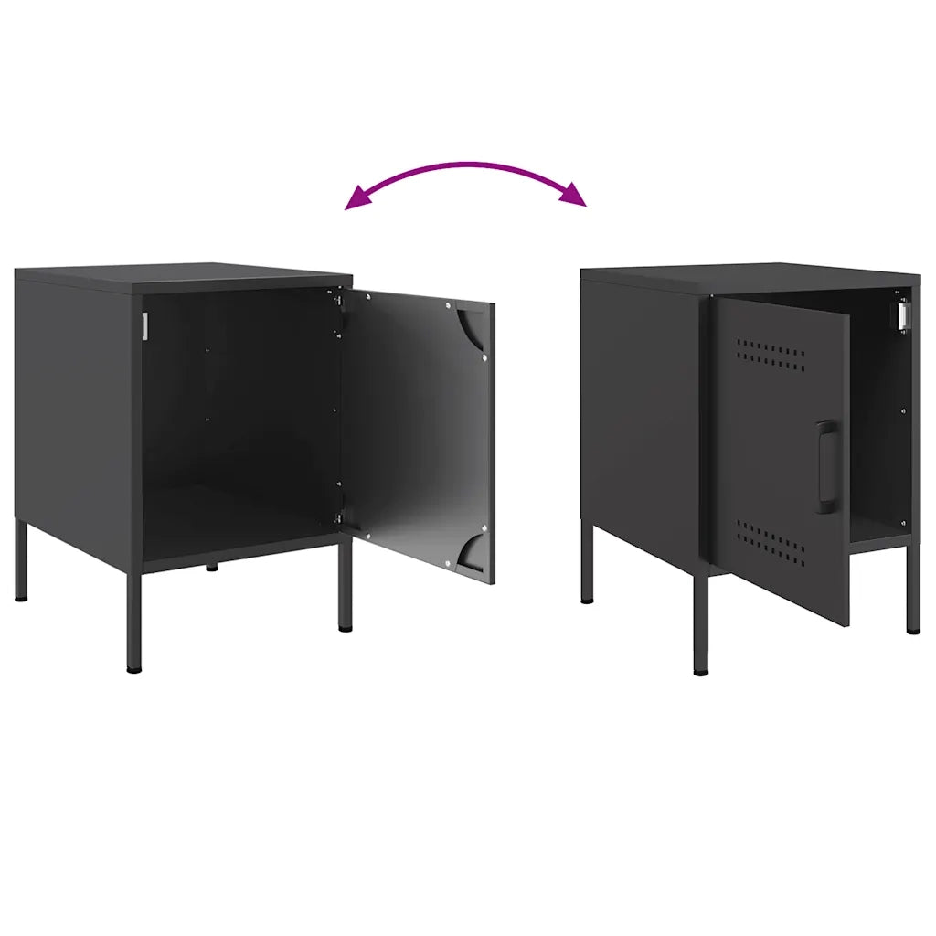 Comodino Nero 36x39x50,5 cm in Acciaio 842910