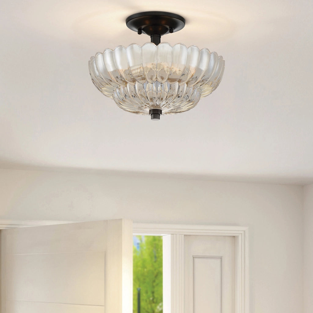 Plafoniera Quoizel Whitecap Ø30 vetro 3xE14 trasparente