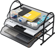 Organizzatore per scrivania a 3 livelli - Mesh Briefopbergers - Nero - Metallo