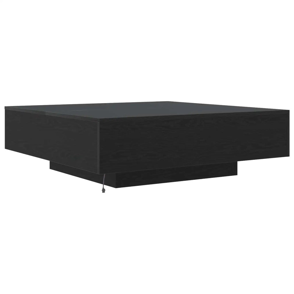Tavolino da caffè con strisce LED Rovere Nero 100 x 100 x 31 cm 863008