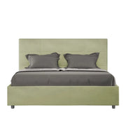 Letto matrimoniale francese con rete imbottito 140x190 microfibra tè verde Mika