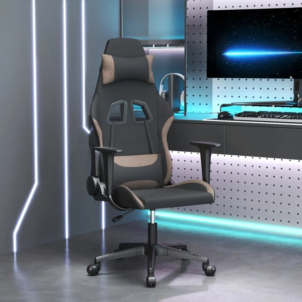 Sedia da Gaming Nero e Tortora in Tessuto 345493
