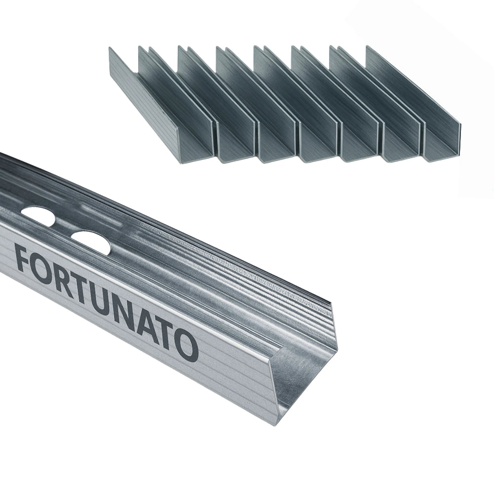 Montante c standard 2 m profilo preforato sp 0,6 mm fissaggio cartongesso 8 pz *** misure 47 x 99 x 50 mm, confezione 1