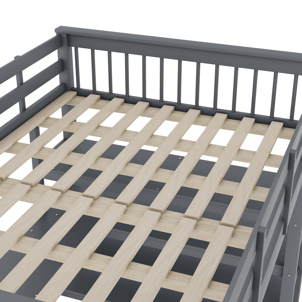 LETTO A CASTELLO CON SCRIVANIA 140 x 200 cm GRIGIO