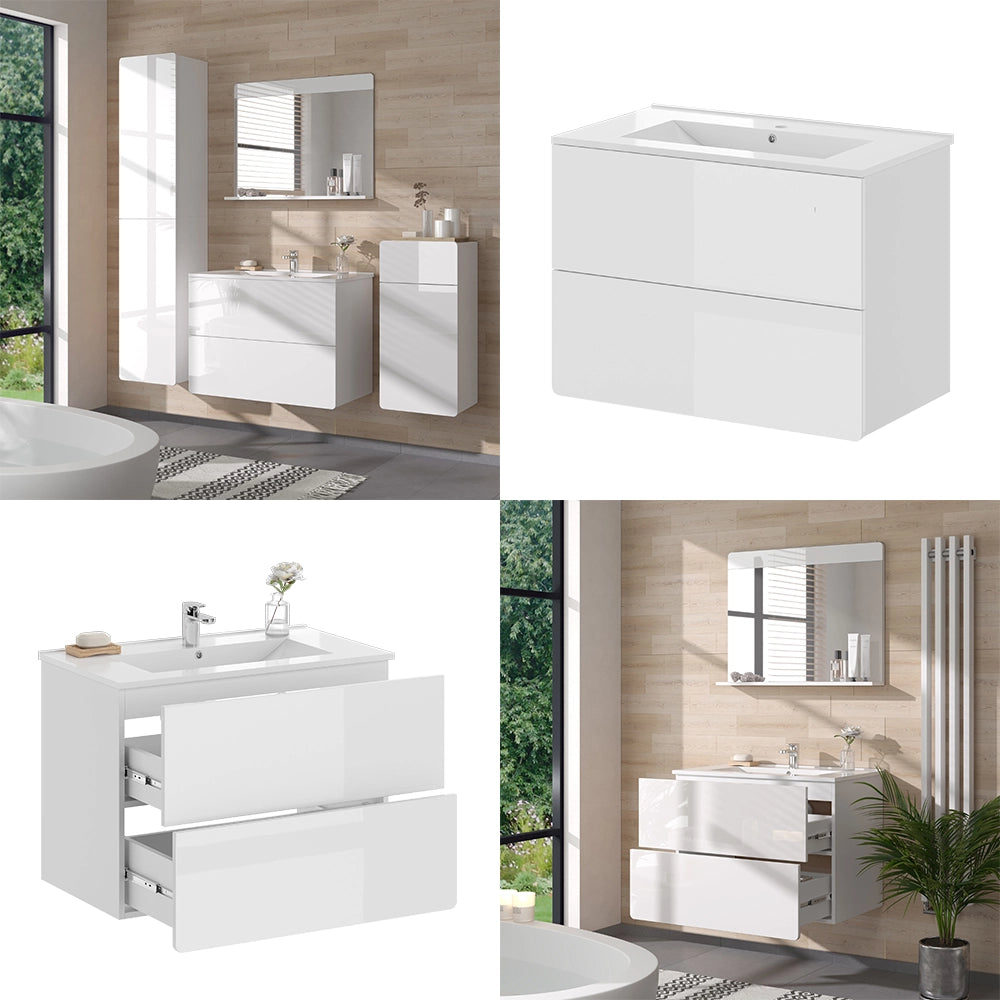 Vicco Set di mobili da bagno Bianco lucido 2 parti