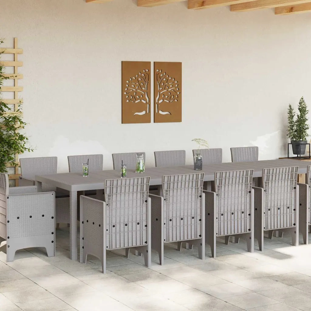 Set da Pranzo per Giardino 15 pcs Grigio chiaro Rattan Polt