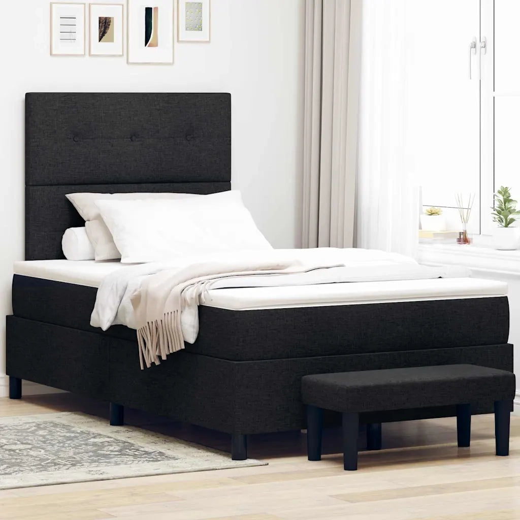 Letto a molle con materasso Nero 120 x 190 cm Tessuto