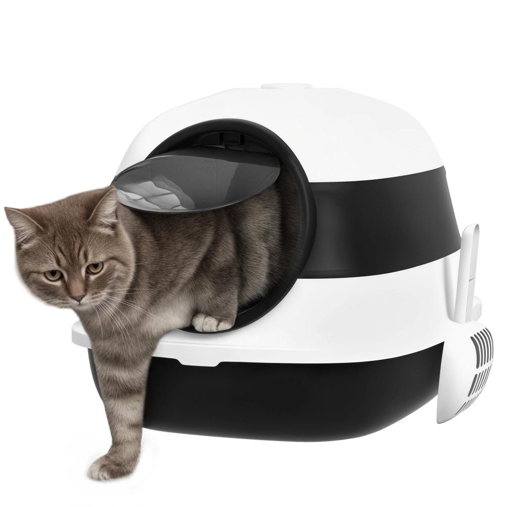 Lettiera per Gatti Chiusa ¨C Minimal ¨C 52x41x38 cm Bianca e Nera