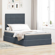 Letto con contenitore e LED Grigio scuro 120 x 200 cm Velluto