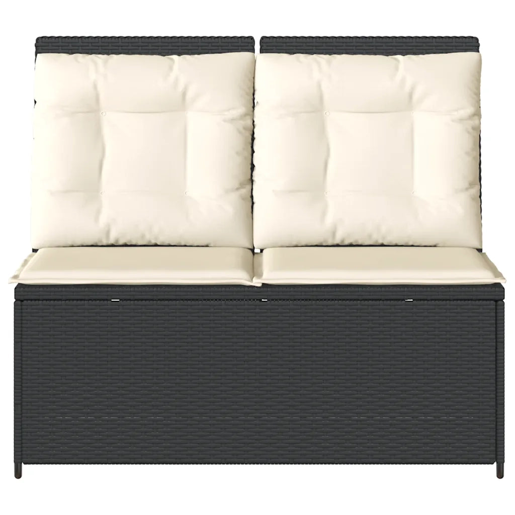 Panca Reclinabile da Giardino con Cuscini Nera in Polyrattan 368964