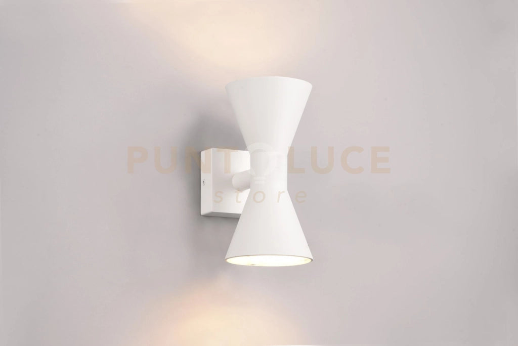 ARDAS APPLIQUE DA ESTERNO FUSIONE ALLUMINIO BIANCA BI-EMISSIONE H. 20CM IP44 2 LUCI ATTACCO GU10
