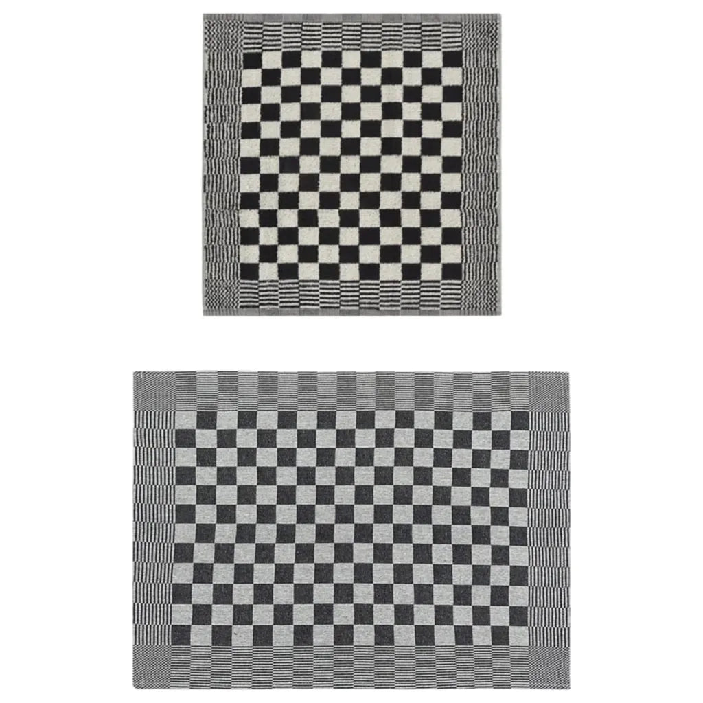 Set Strofinacci 20 pz | Teli per bagno in Cotone Nero e Bianco