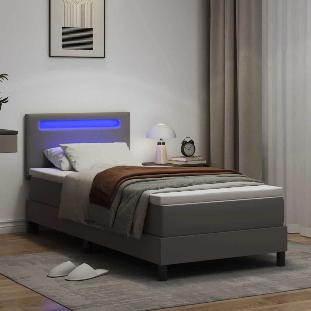 Letto a molle con materasso Grigio 90 x 200 cm Pelle sintetica 3339034