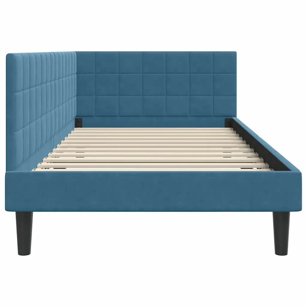 Cornice del letto ad angolo Blu 90 cm x 200 cm Velluto 42016427
