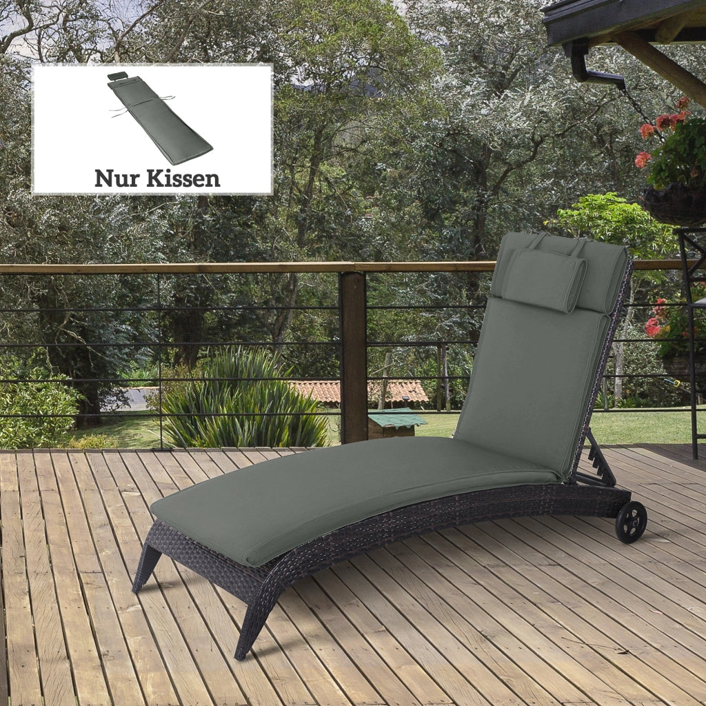 Cuscino per Lettino da Giardino ¨C Minimal ¨C Grigio 198x53x5 cm