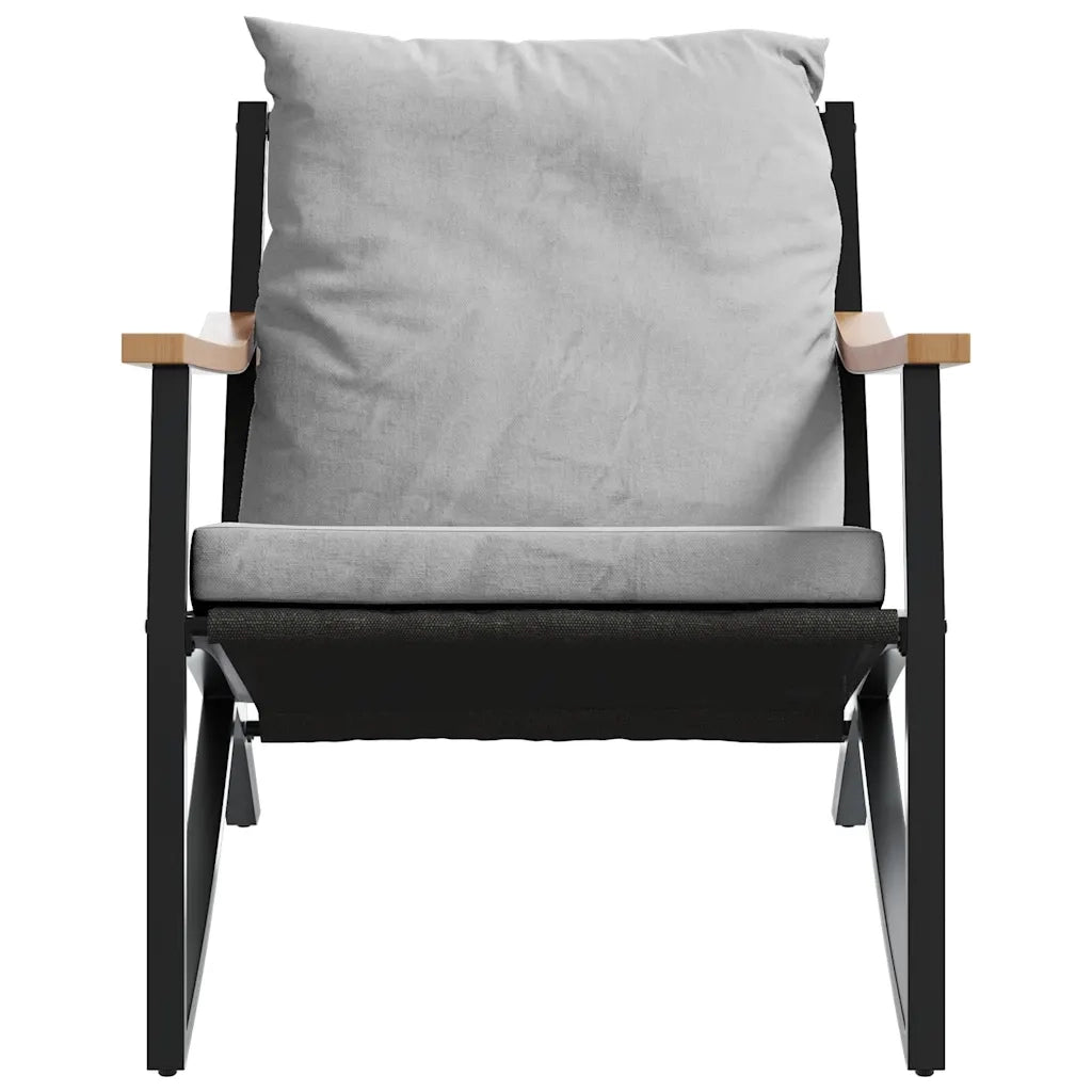 Set Mobili da Balcone 3 pz con Cuscini Nero in Acciaio