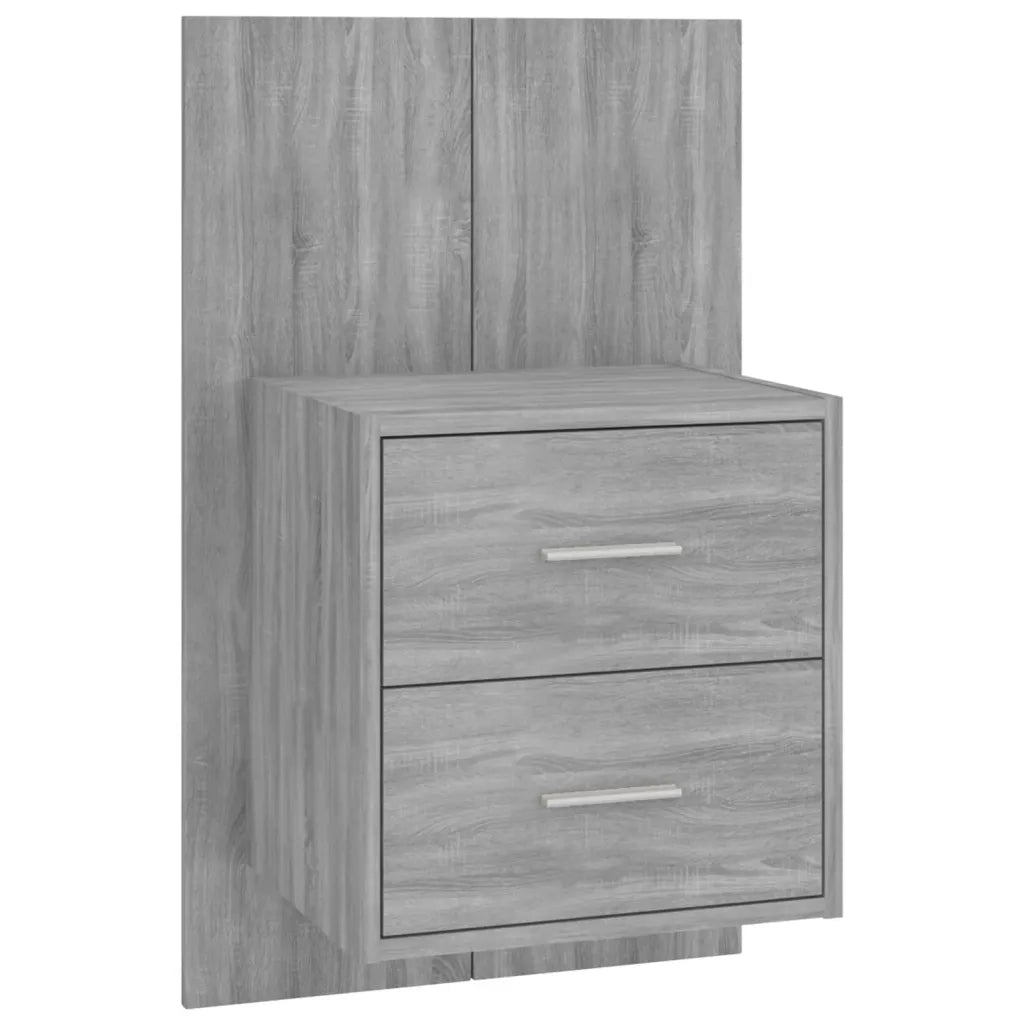 Set di 2 Comodini | Armadio da Notte | Mobiletto da notte a Muro Grigio Sonoma