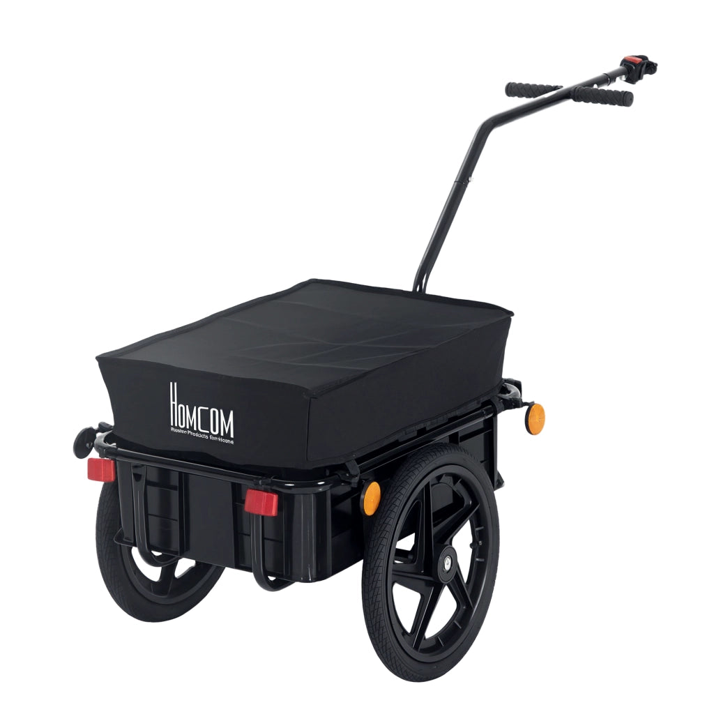 Rimorchio per Bicicletta ¨C Xylo ¨C Tessuto Oxford Nero con Riflettori, Struttura in Acciaio 144x59x80cm, 40kg
