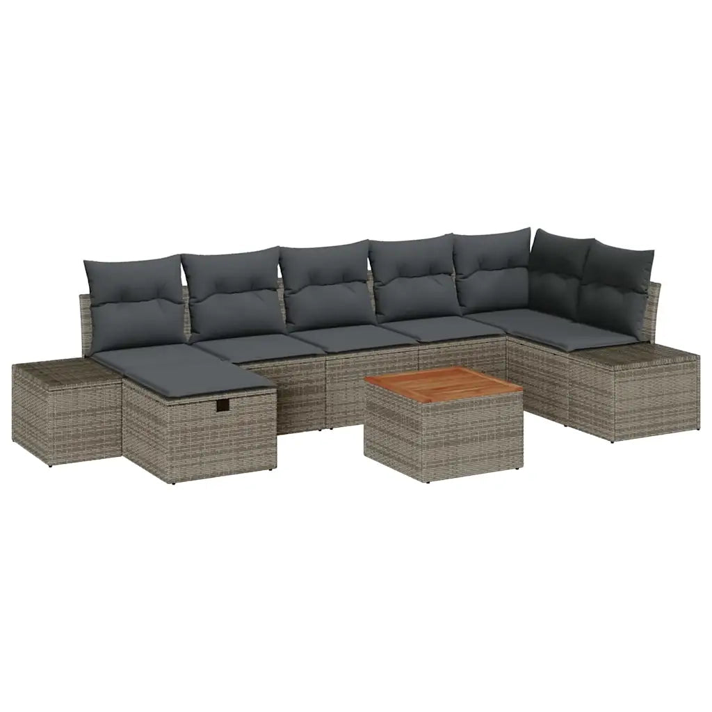 Set Divano da Giardino con cuscino 8 pcs Grigio Poly Rattan 3360933