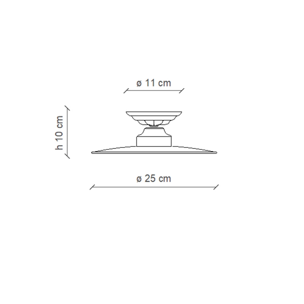 Plafoniera Industrial Potenza Ferro E Ceramica Nero Diam. 25Cm 1 Luce E27
