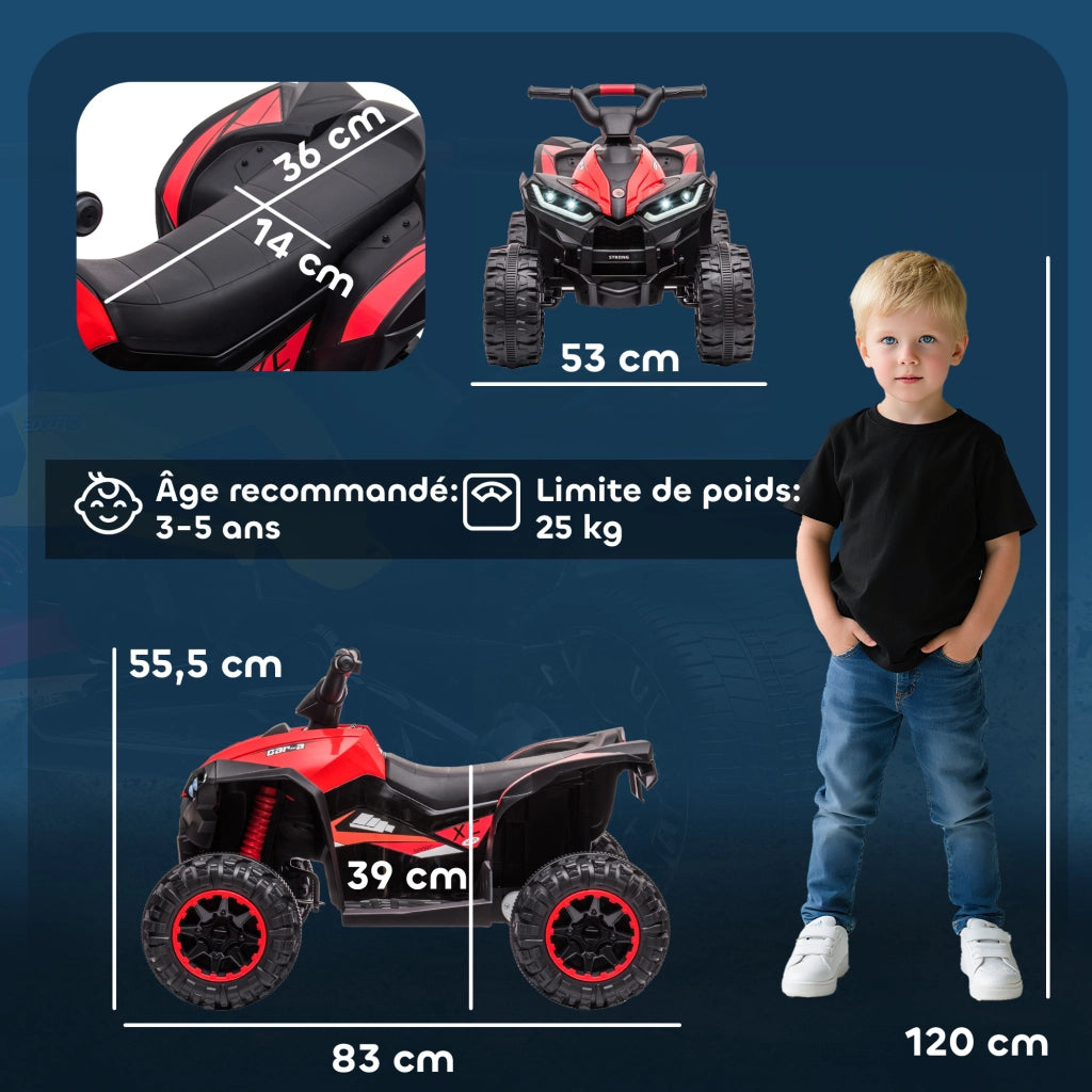 Quadro Elettrico Bambini 12V ¨C Minimal ¨C Rosso con Luci LED e Clacson